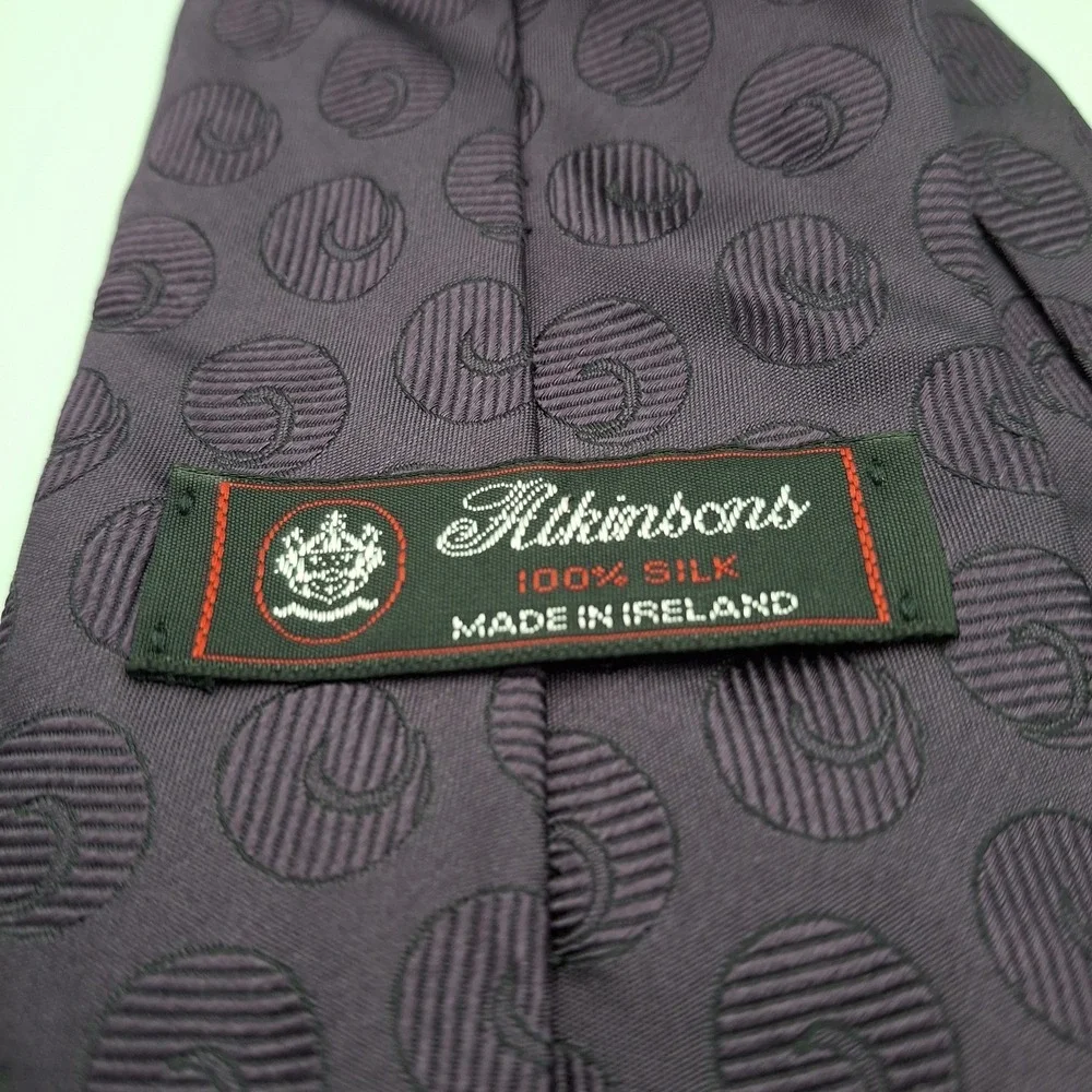 Atkinsons Tie 100% Silk Purple Geometric‎ Made in Ireland Necktie